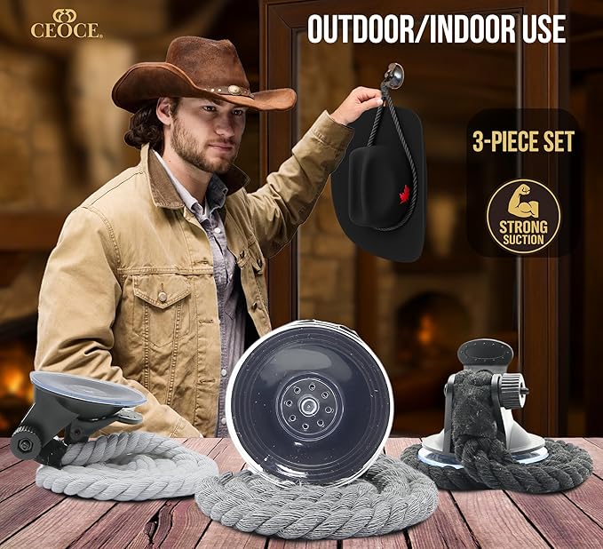 Car Cowboy Hat Holder for Truck – Easy-to-Use, Cotton Rope, Strong Suction Car Hat Holder Cowboy, Western Style – Keeps Gear Safe from Damage. (3-Pack)