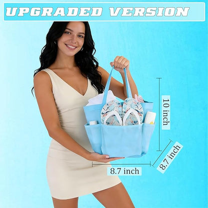 Attmu Mesh Shower Caddy Portable for College Dorm Room Camping Essentials, Shower Caddy Dorm with 9-Pockets, Large Capacity Hanging Basket Bathroom Bag for Toiletry, Swimming, Gym, Camp, Beach