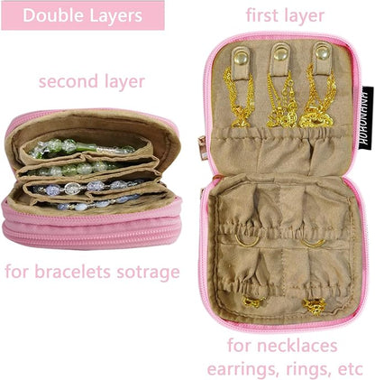 Travel Jewelry Case Small Jewelry Organizer Purse Jewelry Bag Women Christmas Gifts Jewelry Purse for Bracelet Rings Earring Necklace