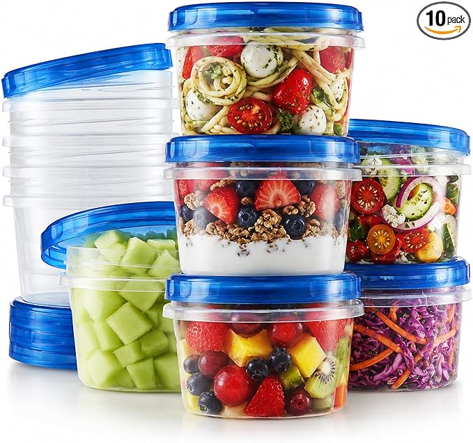 Tafura Twist Top Soup Storage Containers with Lids [16 Oz - 10 Pack] Reusable Freezer Containers for Food with Screw On Lids, 16 Ounce Food Storage Container with Cover, Leakproof, BPA Free