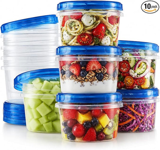 Tafura Twist Top Soup Storage Containers with Lids [16 Oz - 10 Pack] Reusable Freezer Containers for Food with Screw On Lids, 16 Ounce Food Storage Container with Cover, Leakproof, BPA Free