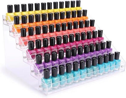 Umirokin Nail Polish Organizer, 6 Tiers Acrylic Paint Rack, Clear Display Holder Storage for Ink Gel Nail Polish Sunglasses Essential Oil Holds up to 54-72 Bottles
