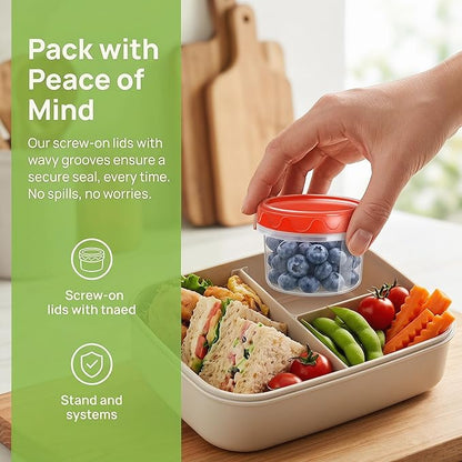 EONJOE 4oz Plastic Containers with Lids Reusable Dishwasher Freezer Safe Airtight,12-Pack
