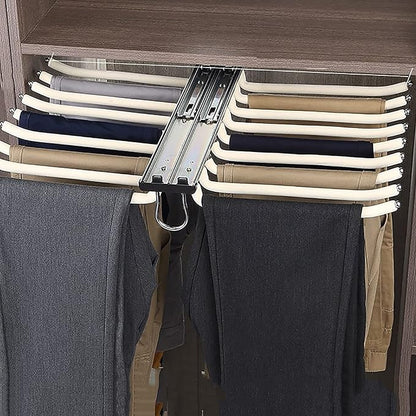 Pull Out Trousers Rack,Extendable Pants Holder,Cabinet Organizers Pants Rack Pant Hanger Rail Top Mount,for Space Saving and Storage,Beige Standard models Size62.8x35cm