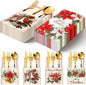 Harloon 80 Pcs Christmas Silverware Holder Napkin Set 60pcs Christmas Napkins 20pcs Xmas Paper Utensil Cutlery Holders Knife Fork Pocket Bags for Holiday Xmas Table Decorations Party Favor Supplies
