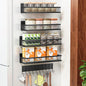 Magnetic Spice Rack for Refrigerator, 5 Pack Magnetic Shelf for Refrigerator, Moveable Fridge Magnetic Spice Racks with 10-Hook Rack for Kitchen Organizers and Storage