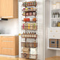 Moforoco Over The Door Pantry Organizer, Pantry Door Organizer Shelves, Kitchen Organizers and Storage, Hanging Basket Wall Spice Rack Seasoning Shelves, Laundry Room Bathroom accessories（Brown ）