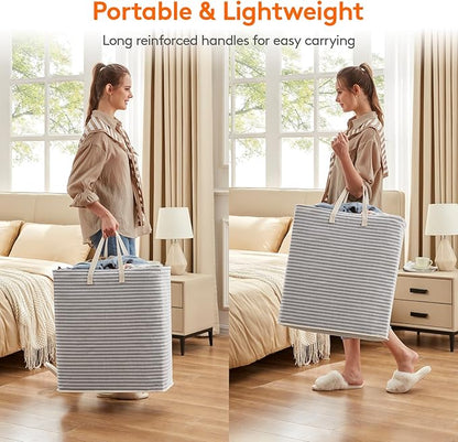 Lifewit 3 Pack Laundry Basket 100L Each, Collapsible Clothes Hamper with Reinforced Handles, Freestanding Waterproof Design for Bedroom and Laundry Room, Grey 300L Total