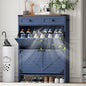 Shoe Storage Cabinet with Deodorizing Function, Farmhouse Narrow Hidden Shoe Rack Organizer Cabinet with 2 Flip Drawers & 2 Storage Drawers for Entryway, Hallway, Living Room, Blue