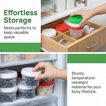 EONJOE 8 oz Small Freezer Containers with Lids Stackable Plastic Food Storage Container 1 Cup Meal Prep Bowls Airtight Dishwasher Safe,12-pack