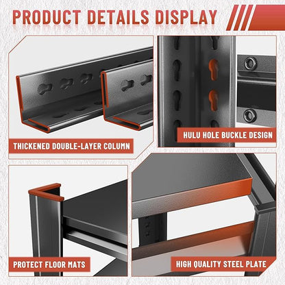 5-Tier Garage Shelving Heavy Duty, 3000LBS Metal Shelving Unit, Adjustable Garage Storage Shelves, Easy Assembly Steel Shelving, Utility Storage Rack Shelf for Warehouse, 77.4”H*39.4”W*15.7”D