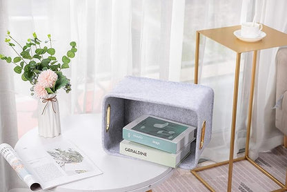 Collapsible Storage Bins Foldable Felt Fabric Storage Basket Organizer Boxes Containers with Handles Metal Handles for Nursery Toys,Kids Room,Clothes,Towels,Magazine