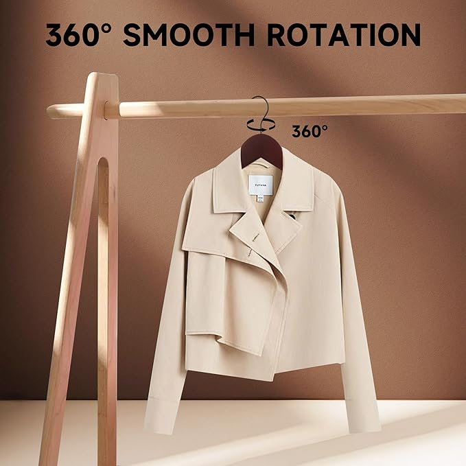 Premium Wooden Top Hangers, Heavy Duty Solid Wood Suit Hangers with 360° Swivel Hook & Anti-Slip Notches, Durable Clothes Hangers for Jackets, Coats, Shirts & Dresses(Dark Cherry/96-Pack)