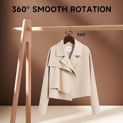 Premium Wooden Top Hangers, Heavy Duty Solid Wood Suit Hangers with 360° Swivel Hook & Anti-Slip Notches, Durable Clothes Hangers for Jackets, Coats, Shirts & Dresses(Dark Cherry/96-Pack)