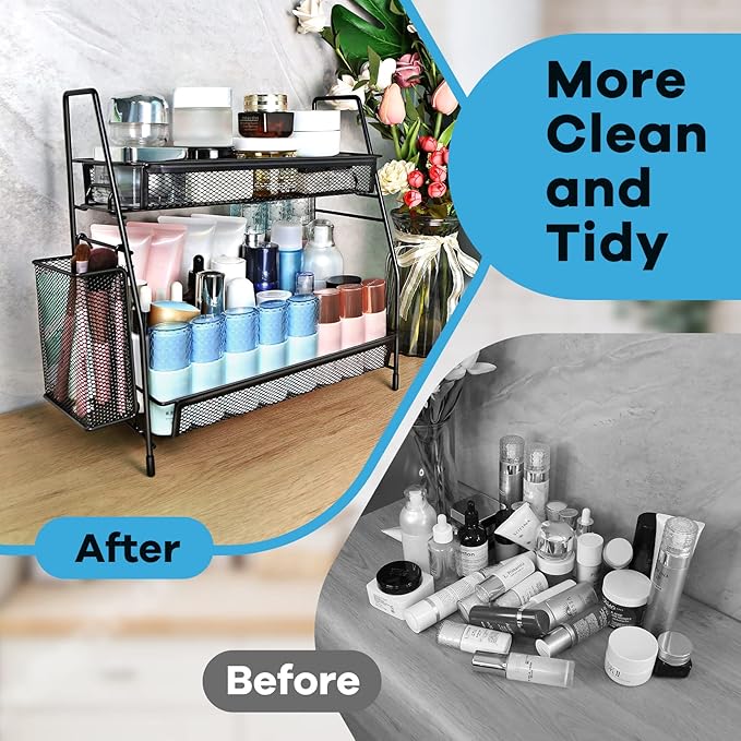 SPISPI Bathroom Organizer Countertop, Spice Rack Organizer for Cabinet,Bathroom Counter Organizer, Kitchen Countertop Organizer (Pack of 2)