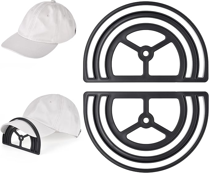 Hat Brim Bender 2-Pack – Dual Slot Hat Curving Tool for Baseball Caps, Fitted Hats & Visors, Perfect Curve, Steaming Optional, Easy to Use, Black
