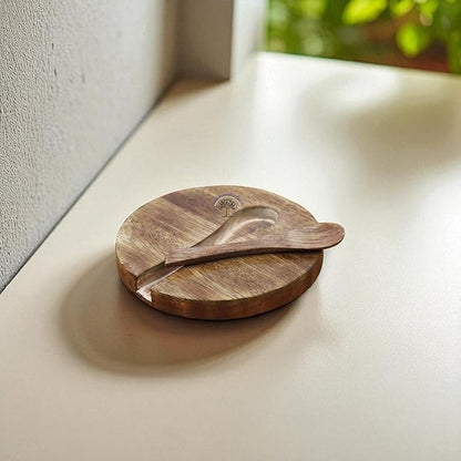 Handcrafted Wooden Salt Box with Lid & Spoon – Rustic Salt Cellar Storage Keeper for Kitchen