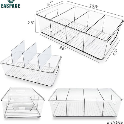 6-Pack Pantry Organizer Bins – Clear Storage Containers for Pantry, Kitchen, Fridge, Cabinet, or Shelf – Perfect for Snacks, Food, Drinks & Multi Purpose