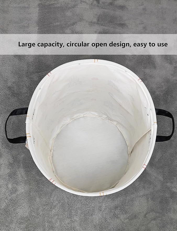 QUEENLALA Large Storage Basket,Laundry Hamper/Bathroom/Home Decor/Collapsible Round Storage Bin,Boys and Girls Hamper/Boxes/Clothing(Round-Rose Castle)