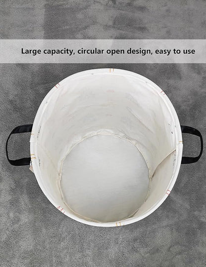 QUEENLALA Large Storage Basket,Laundry Hamper/Bathroom/Home Decor/Collapsible Round Storage Bin,Boys and Girls Hamper/Boxes/Clothing(Round-Rose Castle)