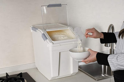 EonTone [2-Pack] 30 lbs Flour Storage Container, 25L Airtight Food Bin with Wheels BPA-Free