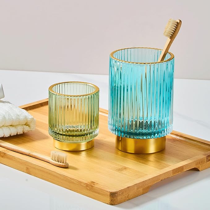 Makeup Brush Holder Organizer,Toothbrush Holders,Desk Pen Pencil Holder,Multifunctional Vintage Glass Brush Cup(A3-17-US)