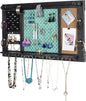 Large Rustic Wall Mounted Jewelry Organizer: 28"x16" Shabby Chic Jewelry Box Alternative Hanging Jewelry Organizer for Earings Necklaces Bracelets Accessories Bangles and Ring Holder (Black)