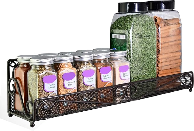 AMT 1 Tier Nail Rack, 2 Pack Metal Wall Mount Organizer, Essential Oils Organizer, Pantry Cabinet Door Shelf Storage.Hanging Display for Spice Jars, Nail Polish, Cosmetic Beauty Bottles