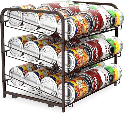 Vrisa Can Organizer Stackable Can Dispenser for Food Storage Can Rack Organizer for Pantry Cabinet Countertop Holds Up to 72 Cans Rustic Brown 2 Pack