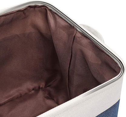 Foldable Storage Bin Collapsible Fabric Storage Basket Cube with Durable Handles Closet Organizer Bins for Organizing Shelves Drawers, Set of 3, 15" x 10" x 9.5", Blue