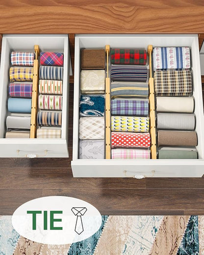 kiplant Kitchen Drawer Dividers - Adjustable Drawer Organizer for Clothes, Kitchen, Closet & Office - 8 Pack with Inserts, 13.8-18.8 Inches, Non-Slip Silicone Ends