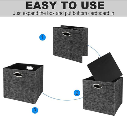 Posprica Storage Cubes,12×12 Storage Bins,Foldable Storage Baskets Fabric Drawers Containers for Shelf Cabinet Bookcase,Thick and Heavy Duty (4pcs, black)