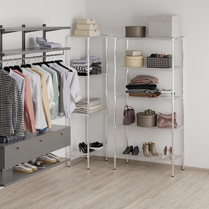 18" Deep x 36" Wide x 74" Height Wire Shelving Kit | 5-Tier | NSF Commercial Storage Rack Unit