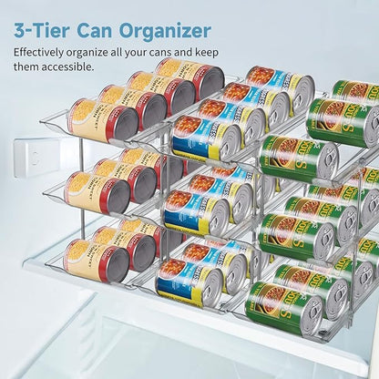 Stackable Beer And Beverage Can Holder, 3-Tier Storage Rack, Transparent Can Dispenser, Easy Installation, Can Organizer For Pantry, Flexible Modular Setup
