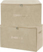 ANMINY 2PCS Storage Bins with Zipper Lids 51.9 Qt Lidded Fabric Storage Boxes Baskets Cubes with Handles Collapsible Washable Cotton Linen Closet Shelf Clothes Organizer - Beige, Extra Large