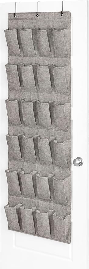 Whitmor Over the Door Shoe Organizer - 20 Section - Black Herringbone