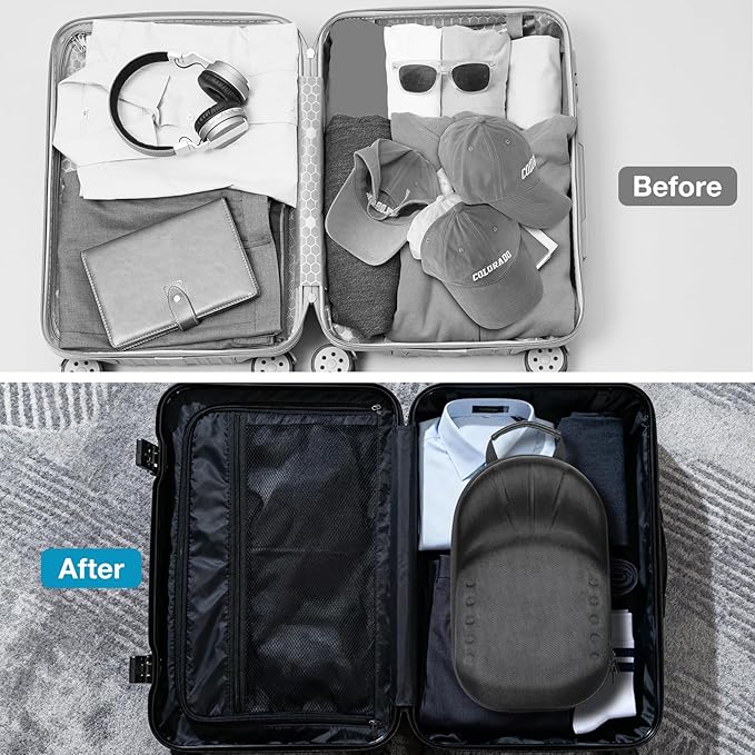 ProCase Hard Hat Travel Case for Baseball Caps, No-Crush Case Holds Up to 7-8 Hats, Adjustable Interior with Shoulder Strap for Travel, Hat Organizer Ball Caps Holder -Black