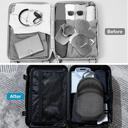 ProCase Hard Hat Travel Case for Baseball Caps, No-Crush Case Holds Up to 7-8 Hats, Adjustable Interior with Shoulder Strap for Travel, Hat Organizer Ball Caps Holder -Black