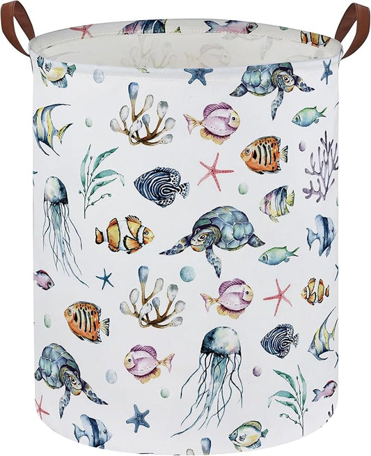 Kids Laundry Hamper,Ocean Laundry Basket Collapsible Boys and Girls Storage Baskets for Home Decor,Office,Toy Organizer,(Ocean)