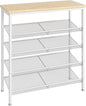 HOOBRO Shoe Rack for Entryway, 5-Tier Shoe Organizer with Adjustable Mesh Shelves, 12-16 Pairs of Shoes, Spacious Floor Mount, Metal, Industrial, Shoe Shelf for Closet, Natural and White WN12XJ01