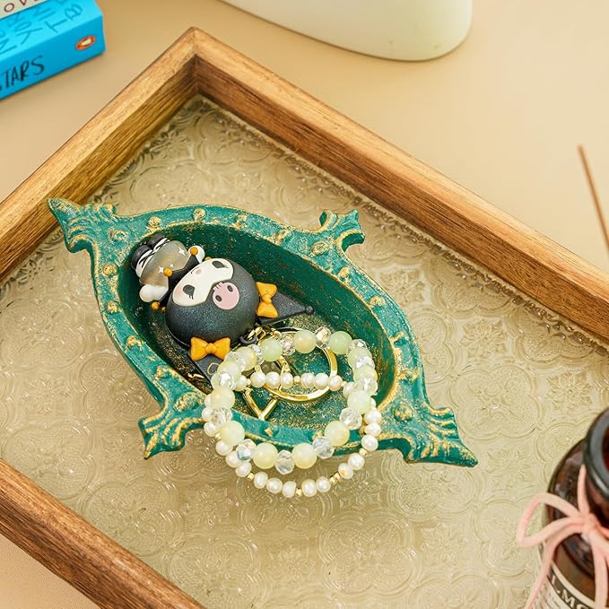 Sungmor Heavy Duty Cast Iron Soap Holder, Vintage Bar Soap Dish for Kitchen Bathroom Sink, Lovely Starfish Shape & Antique Green Sponge Dish Soap Tray, Decorative Jewelry Holder Tabletop Container