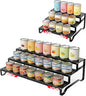 3 Tier Expandable Can Rack Organizer for Pantry, Adjustable 13"-21" Metal Soda Can Organizer, Pantry Organization Canned Food Storage Holder for Kitchen Cabinet Countertop, Black 1Pack