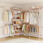 ONBRILL L4 Wall Mounted Industrial Pipe Clothing Rack, Closet Organizer System with 6 Hanging Clothes Rods ( 4 Expandable Rods) & 8 Shelves, Heavy Duty Corner Garment Rack, Large Wardrobe - Pink