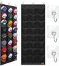 Hat Organizer for Baseball Caps, 24 Deep Pockets Hat Rack, Breathable & Visible, Black Hat Holder with 3 Hooks for Door, Bedroom, Closet Organizer