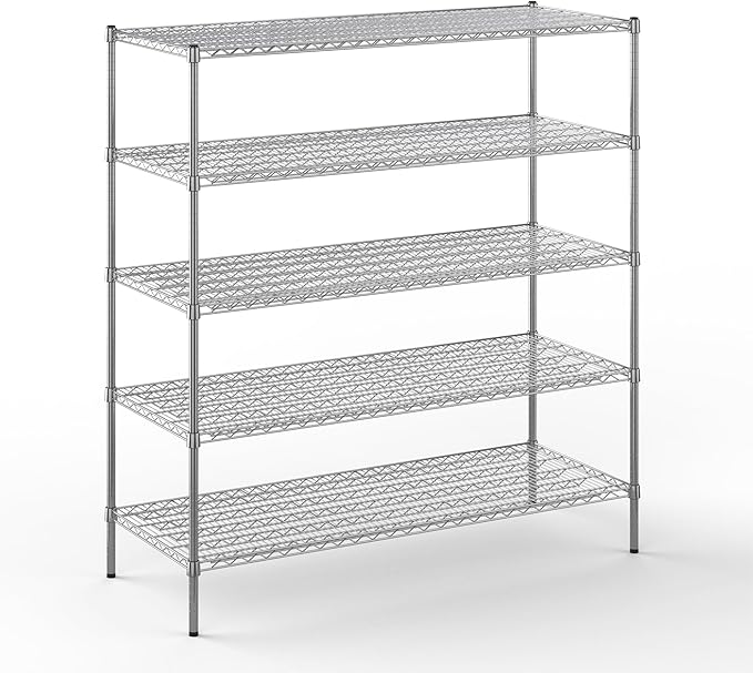 24" Deep x 60" Wide x 64" Height Wire Shelving Kit | 5-Tier | NSF Commercial Storage Rack Unit