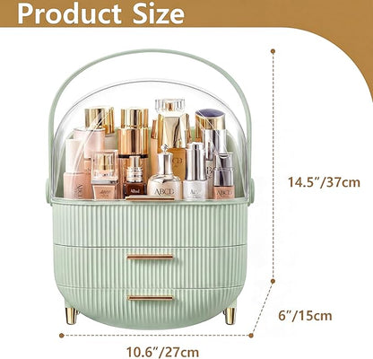 NestOrganix Makeup Organizer Skincare Organizers - Cosmetic Display Cases with Transparent Cover, SkinCare Organizers for Bathroom Countertop, Bedroom Vanity Desk, Lipstick Organizer, Green