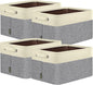 BALEINE 4 Pack Fabric Closet Storage Bins for Shelves, Linen Closet Organizers and Storage, Decorative Baskets for Organizing, Shelf, Clothes, Home, Office (Grey, 14''x10''x8.5'')