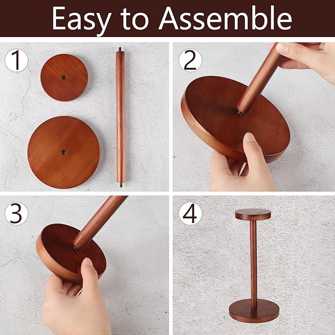 Chunful 2 Pieces Hat Display Stand Rustic Wood Hat Rack Holder Stand Vintage Wig Holder Jewelry Display Riser Helmet Organizer Storage for Home(Brown)