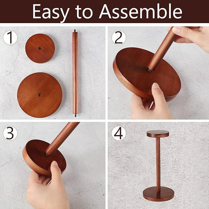 Chunful 2 Pieces Hat Display Stand Rustic Wood Hat Rack Holder Stand Vintage Wig Holder Jewelry Display Riser Helmet Organizer Storage for Home(Brown)