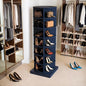 Rotating Shoe Rack Tower, 360-Degree Circular Storage Organizer for Shoes and Handbags, Vertical Space-Saving Cabinet for Entrance Hall, Independent Rotating Shoe Shelf(B-Blue)